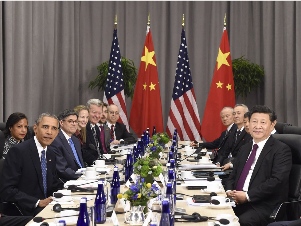 习近平在华盛顿会议中心会见美国总统奥巴马